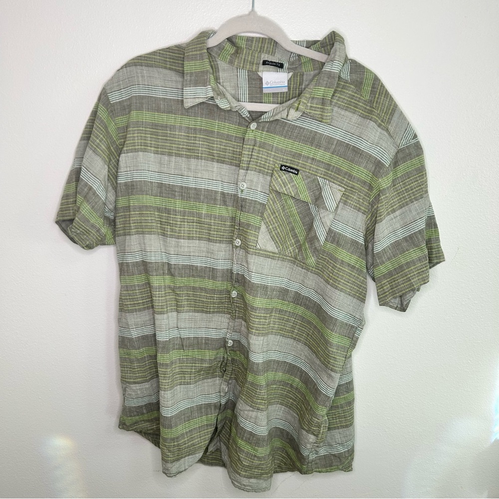 Columbia Men's Green Striped Shirt